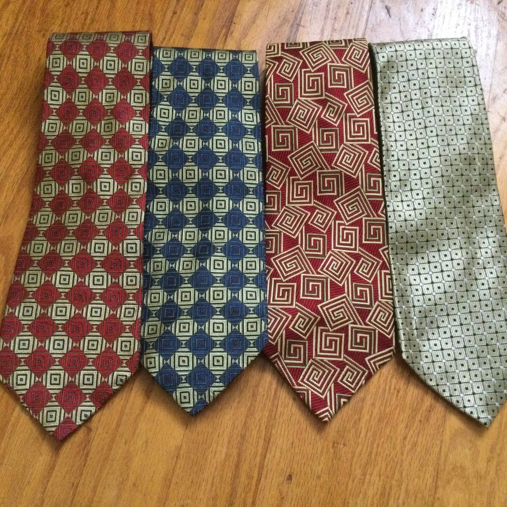 Mens Neck Tie - Wide - Paul Fredrick - Lot of 4 - Silk